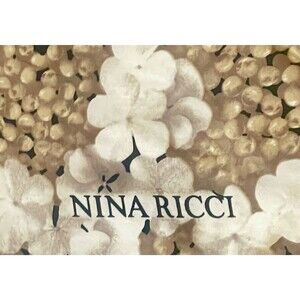 NINA RICCI Cherry Blossom Floral 100% Silk Scarf  Hand Rolled Brown White Vtg